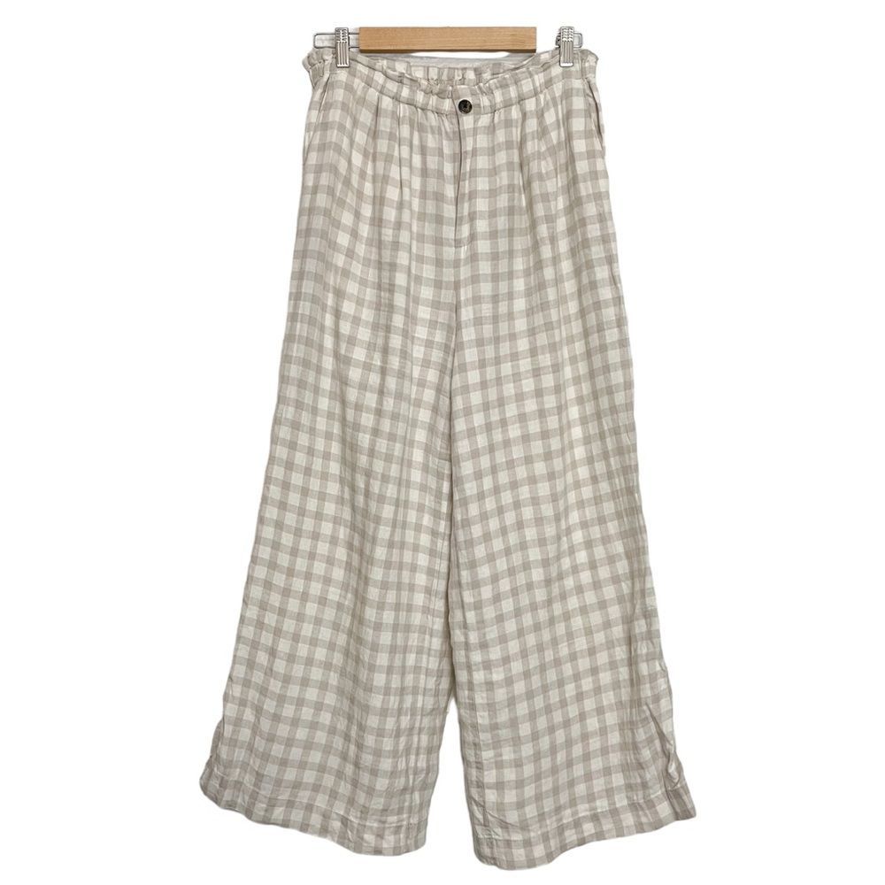 Lou & Grey Cream Plaid Wide-Leg Pants - Picture 2 of 5